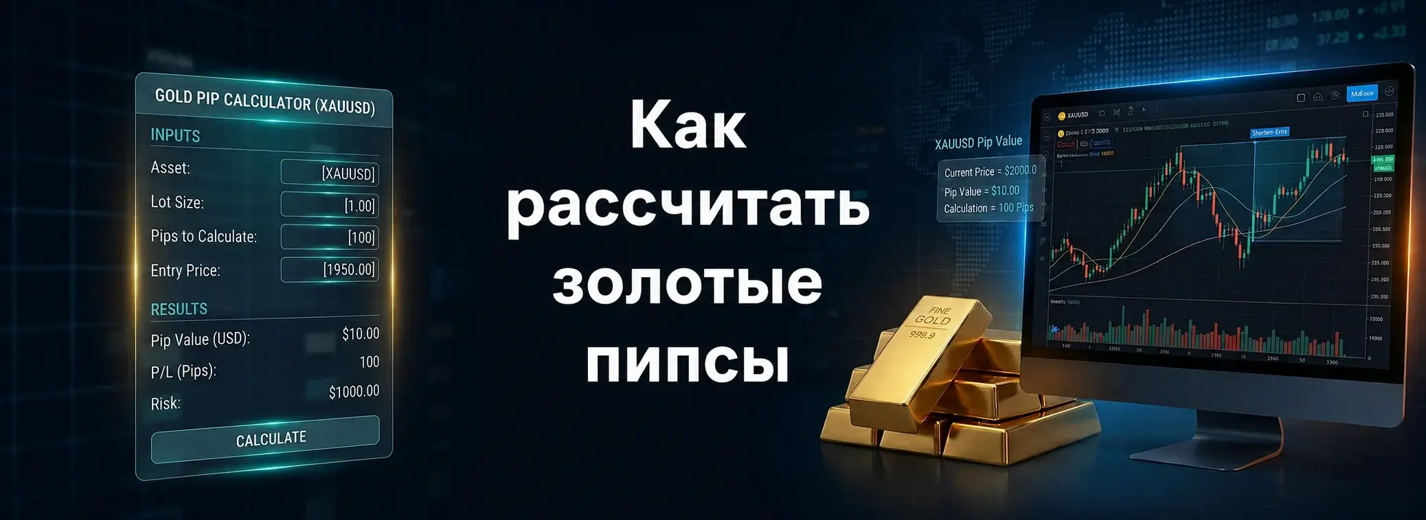 Как рассчитать пипсы на золоте (XAUUSD): стоимость пипса и калькулятор